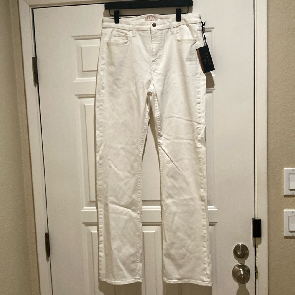 Jen 7 by 7 for all mankind stretch cream slim bootcut jeans